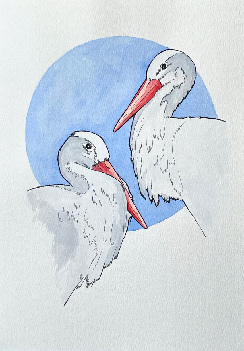 Still Together (Stork Pair) A4 (Print)