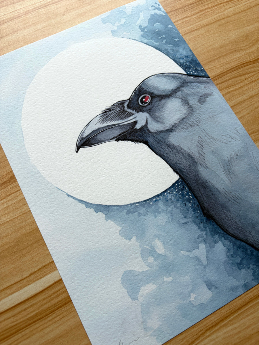 The Shadow Raven — Original Watercolour Painting