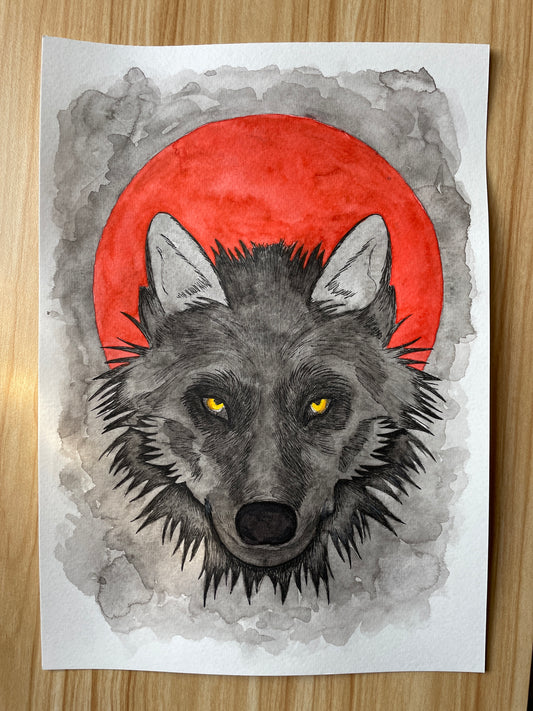 Blood Wolf Moon A4 (ORIGINAL)