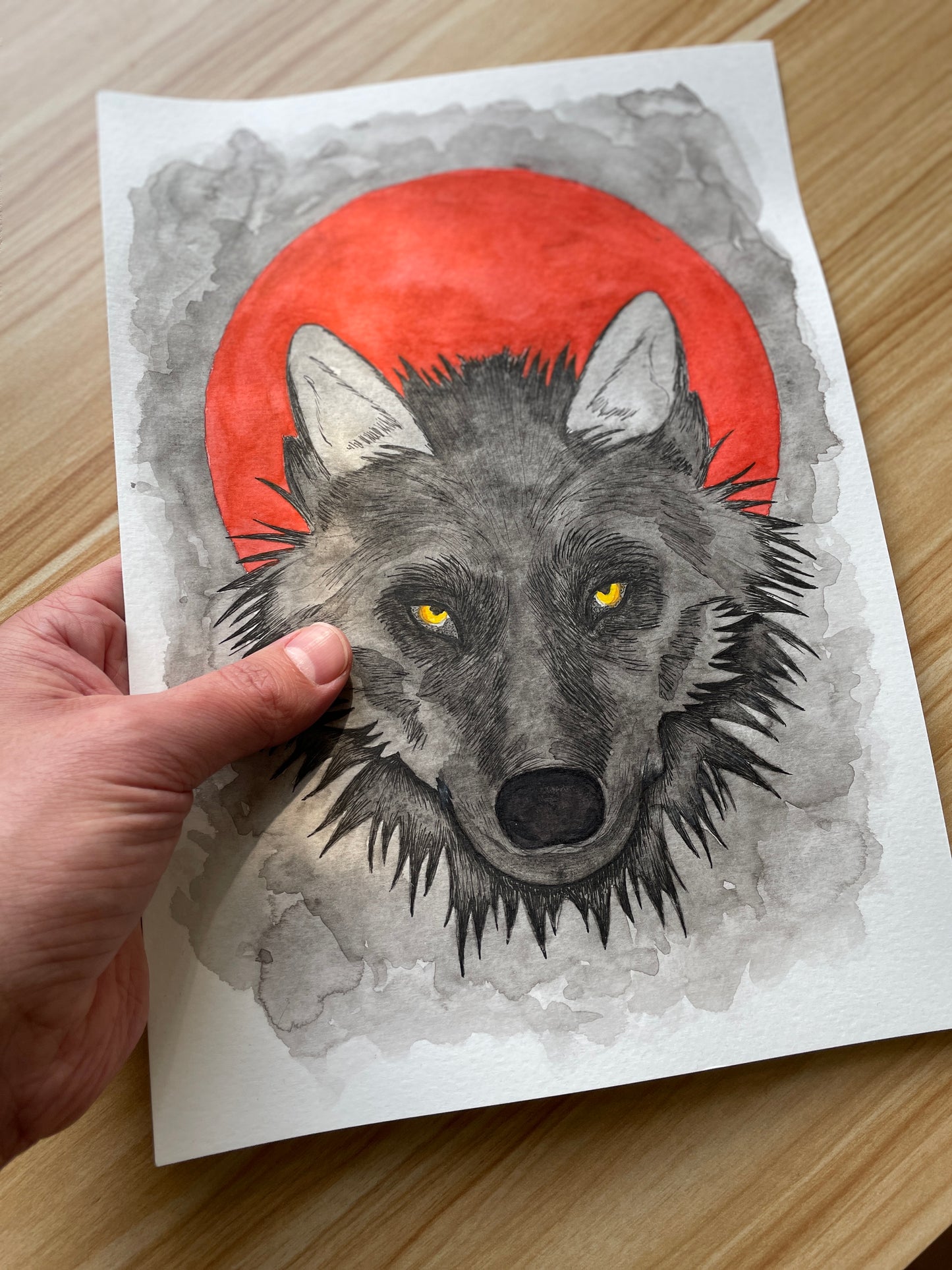 Blood Wolf Moon A4 (ORIGINAL)