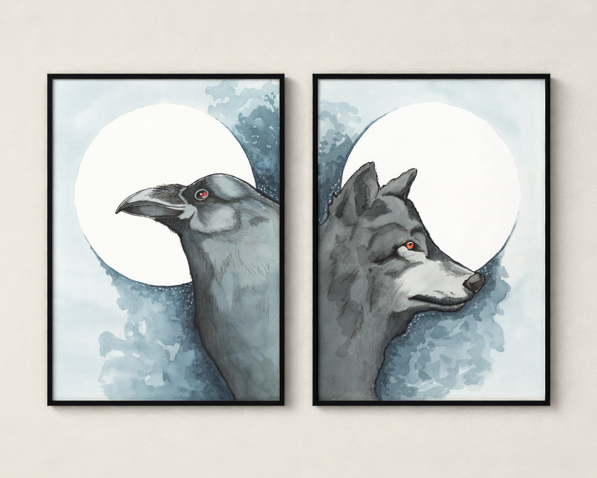 The Shadow Wolf & Raven Pair