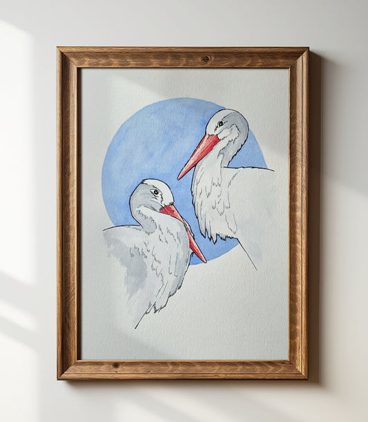 Still Together (Stork Pair) A4 (Print)